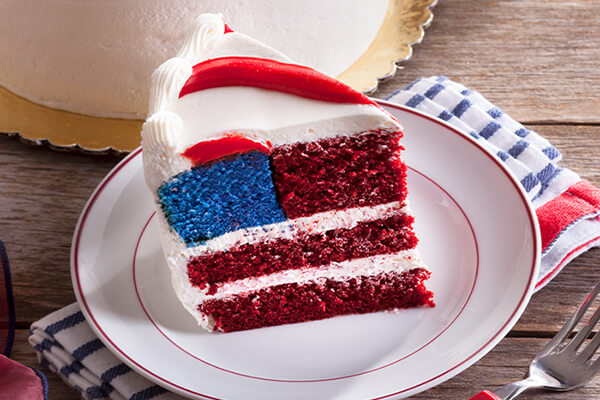 A slice of Flag Layer Cake