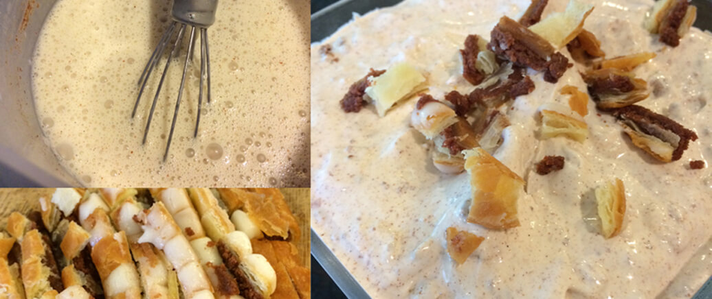 The steps for making scratch made Kringle ice cream