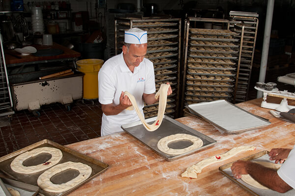 Eric Olesen making Kringle in a bakery