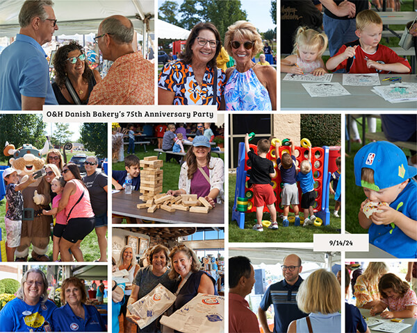 Photo collage of the O&H Danish Bakery's 75th Anniversary Party!