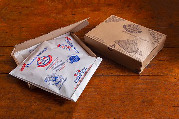 Two Kringle box with packaged Kringles