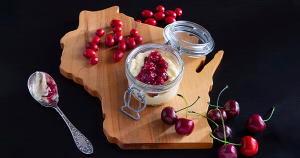 Cherries, cranberries, and cream cheese filling for the Wisconsin Kringle