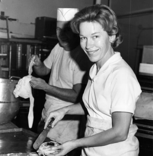 Myrna and Ray making bakery