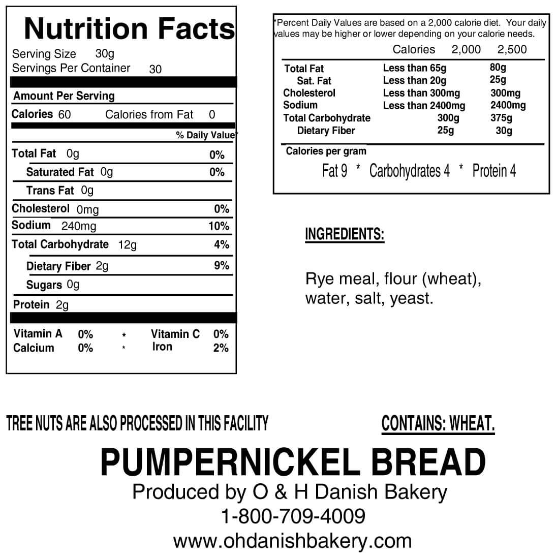 Danish Pumpernickel Bread - O&H Danish Bakery of Racine Wisconsin