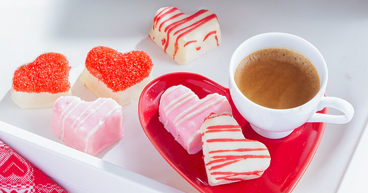 Delight your loved ones this Valentine?s Day with our heart-shaped petit fours, a perfect blend of elegance and flavor that adds a touch of romance to any celebration.