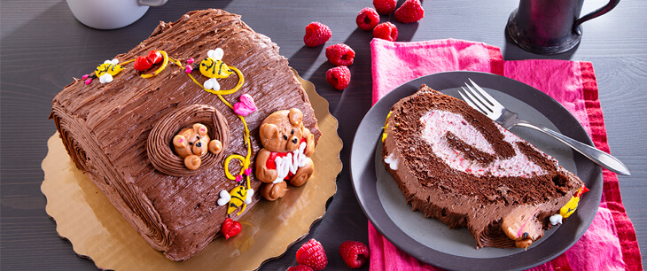 Valentines Day Chocolate Raspberry Cake Roll